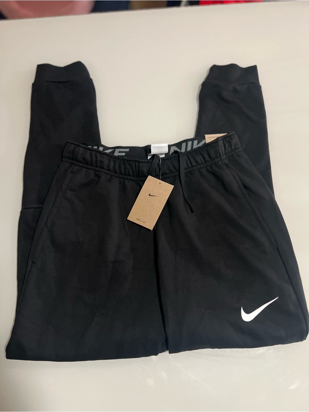 Nike Black Jogger Sweatpants with White Swoosh Sz Small - Picture 3 of 10